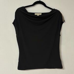 NWT MICHAEL KORS BLOUSE BLACK WITH GOLD CHAIN